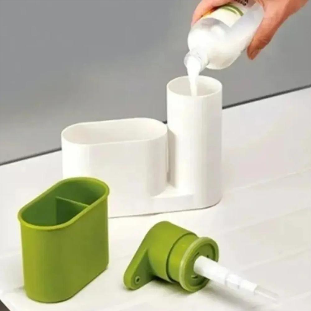 Dispensador De Lavalozas Jabón Liquido Y Porta Esponja Organizador Color Verde img #2