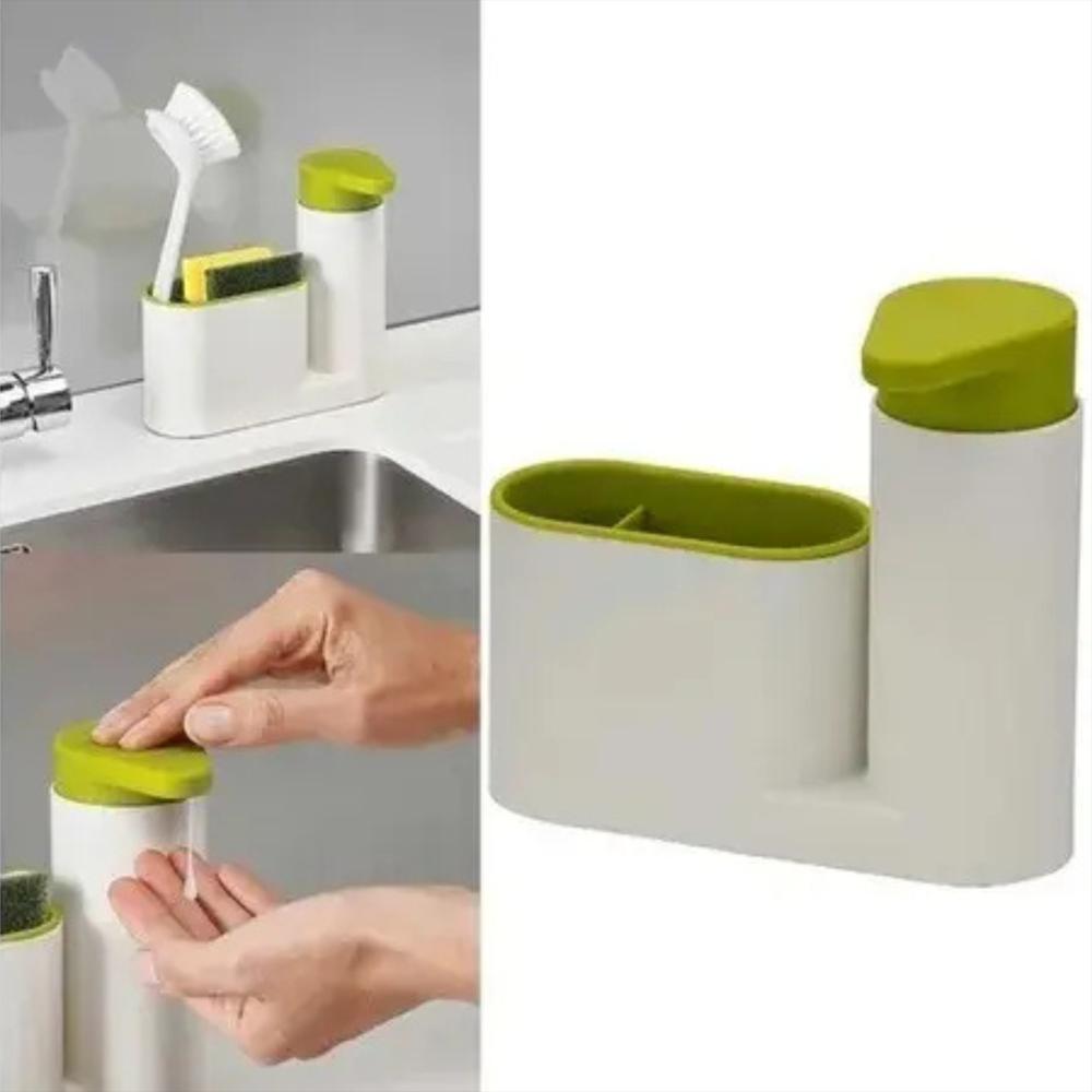 Dispensador De Lavalozas Jabón Liquido Y Porta Esponja Organizador Color Verde img #3