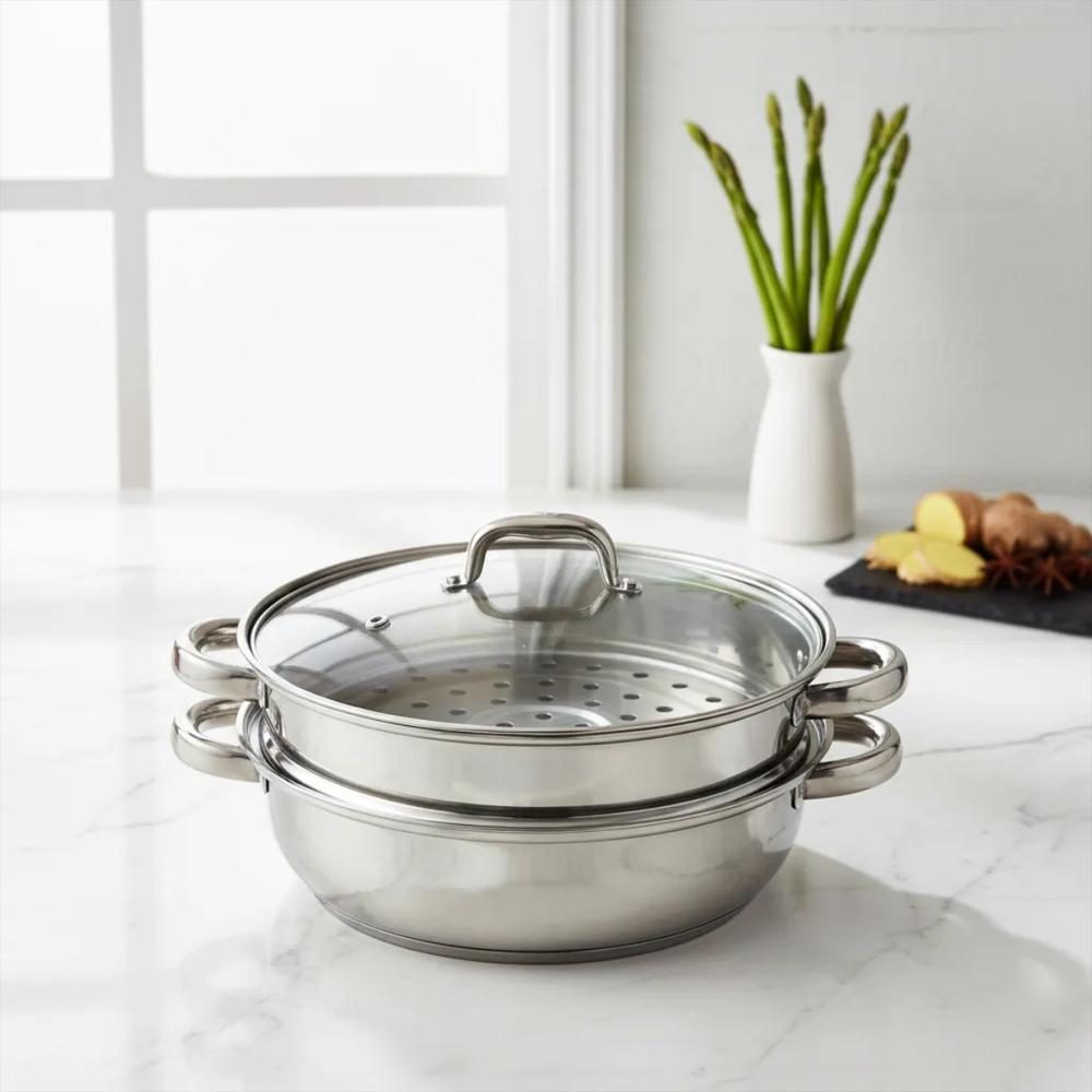 Olla Vaporera En Acero De Alimentos Vegetales Al Vapor 3 L Color Plateado img #2