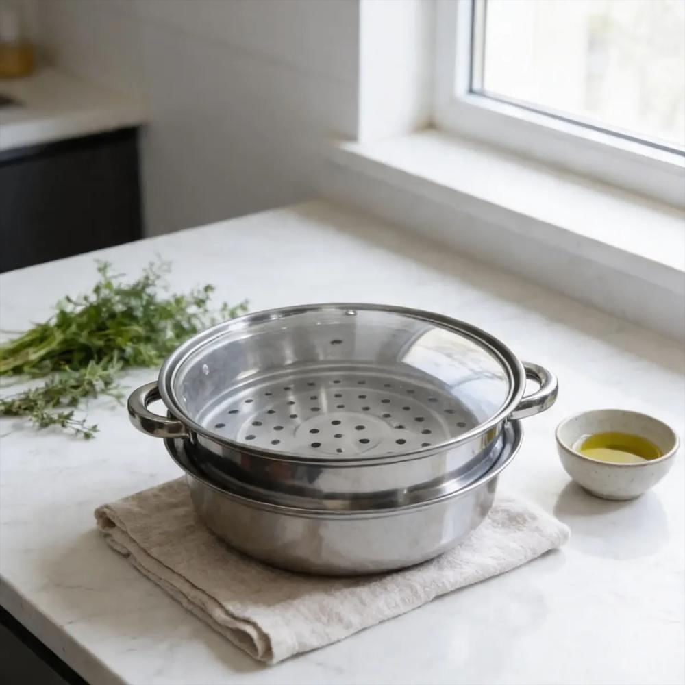 Olla Vaporera En Acero De Alimentos Vegetales Al Vapor 3 L Color Plateado img #4