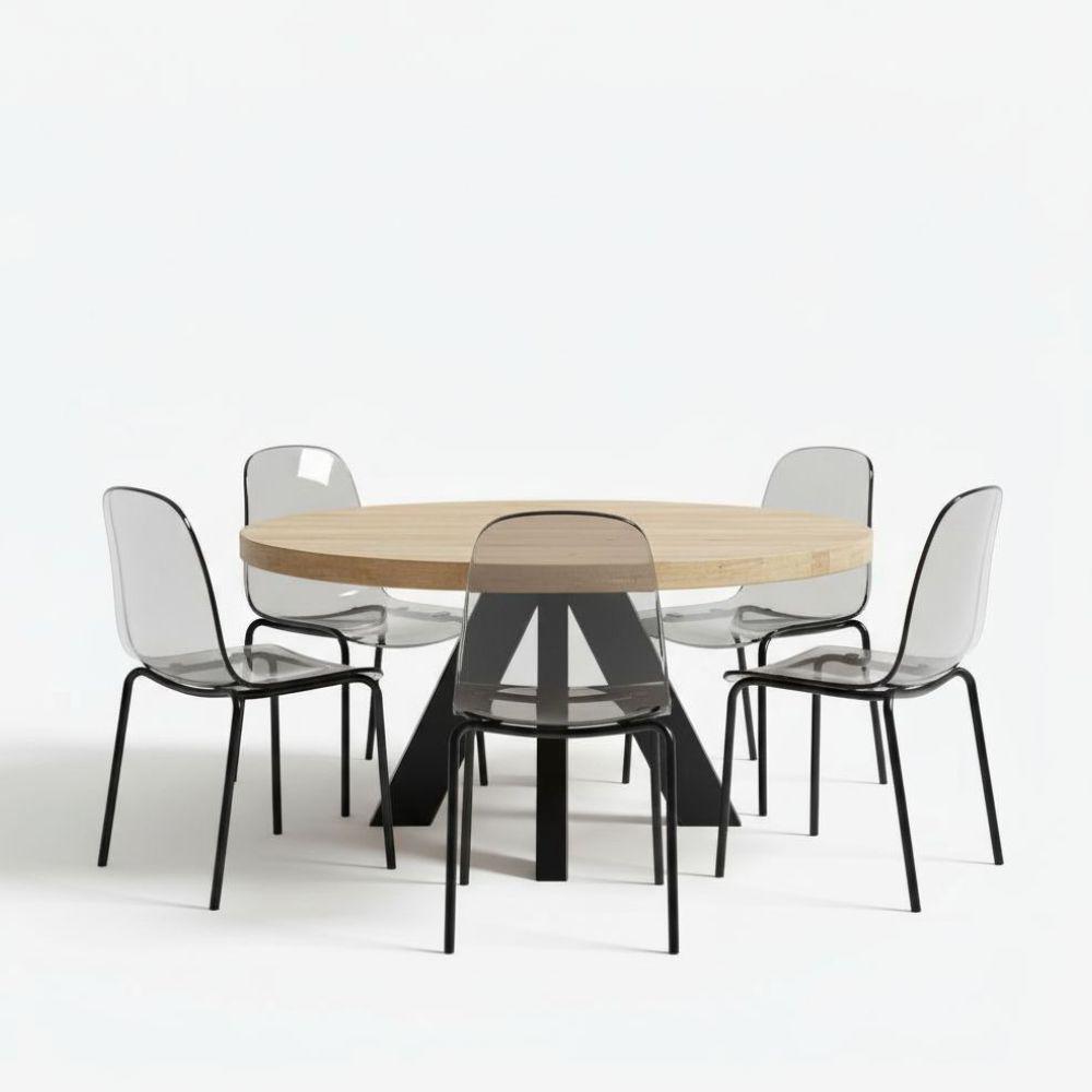 Mesa Comedor Buger Diámetro 100Cm Roble Macizo Y Metal img #2