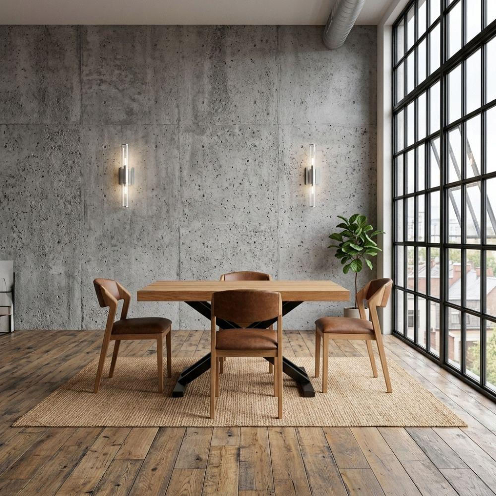Juego De Comedor Branch + 4 Sillas Roble Macizo img #3