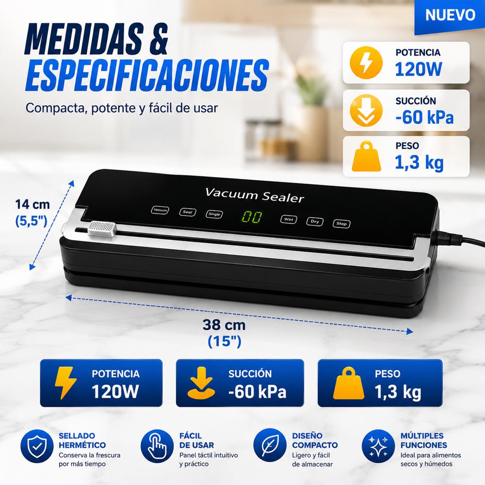 Máquina Empacadora Selladora Al Vacío Para Alimentos 120W img #2