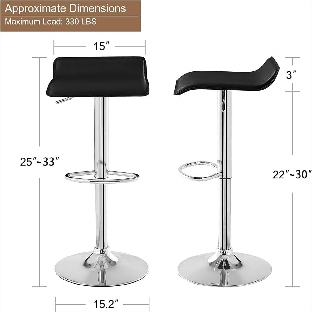 Taburete De Bar Vecelo Giratorio Ajustable Pvc Negro Sin Respaldo img #3