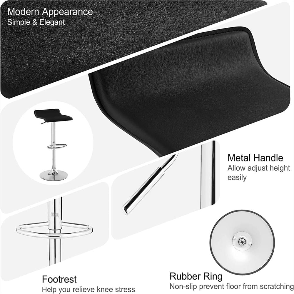 Taburete De Bar Vecelo Giratorio Ajustable Pvc Negro Sin Respaldo img #5