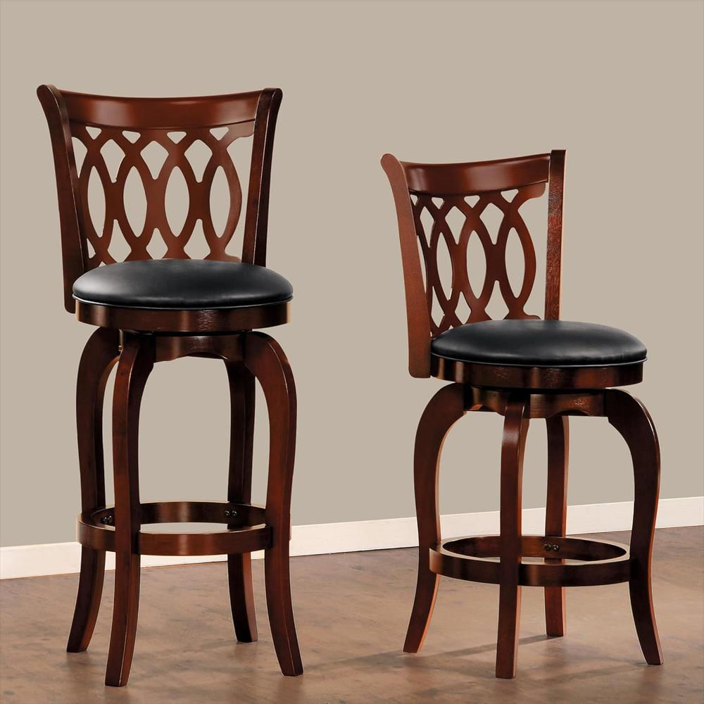 Taburete Homelegance Giratorio Tapizado Piel Sintética Negro 76 Cm Con Respaldo img #2