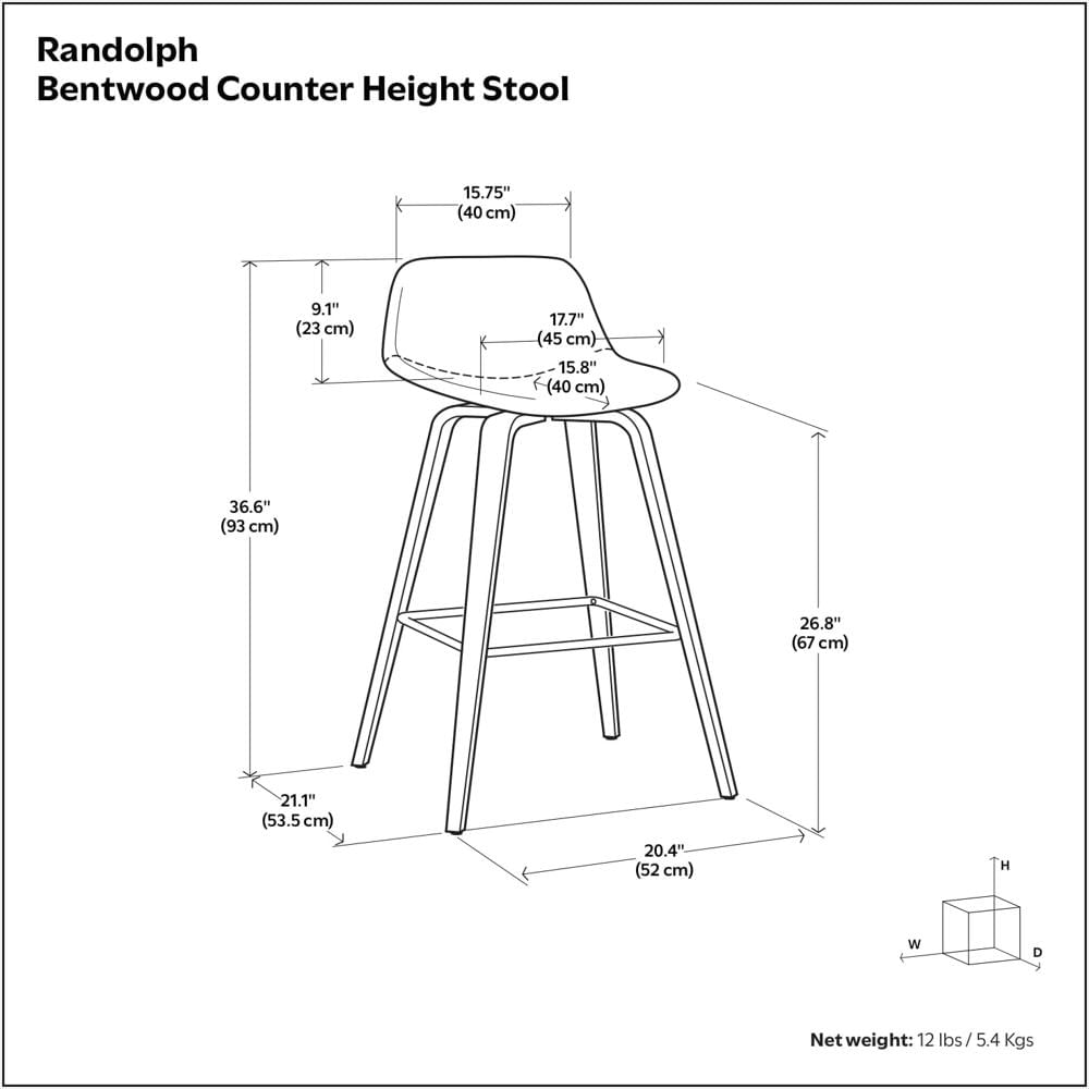Taburete Simplihome Tapizado Piel Sintética Vegana Negra 71 Cm Con Madera Curvada img #3