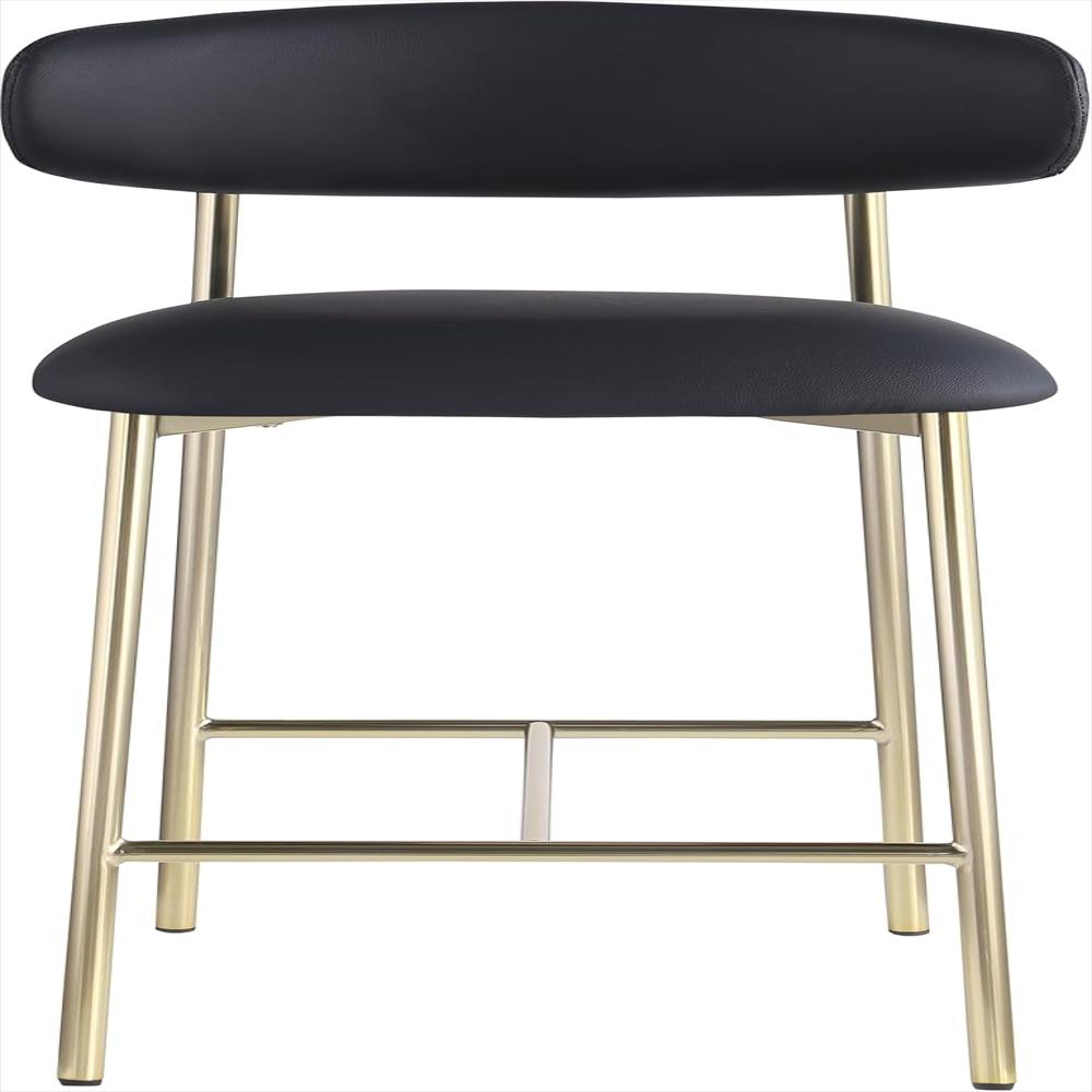 Taburete Meridian Furniture Cuero Vegano Negro Marco Metal Dorado 52 Cm Altura Mostrador Juego 2 img #4
