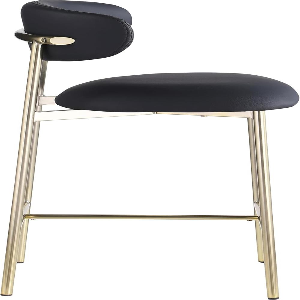 Taburete Meridian Furniture Cuero Vegano Negro Marco Metal Dorado 52 Cm Altura Mostrador Juego 2 img #5