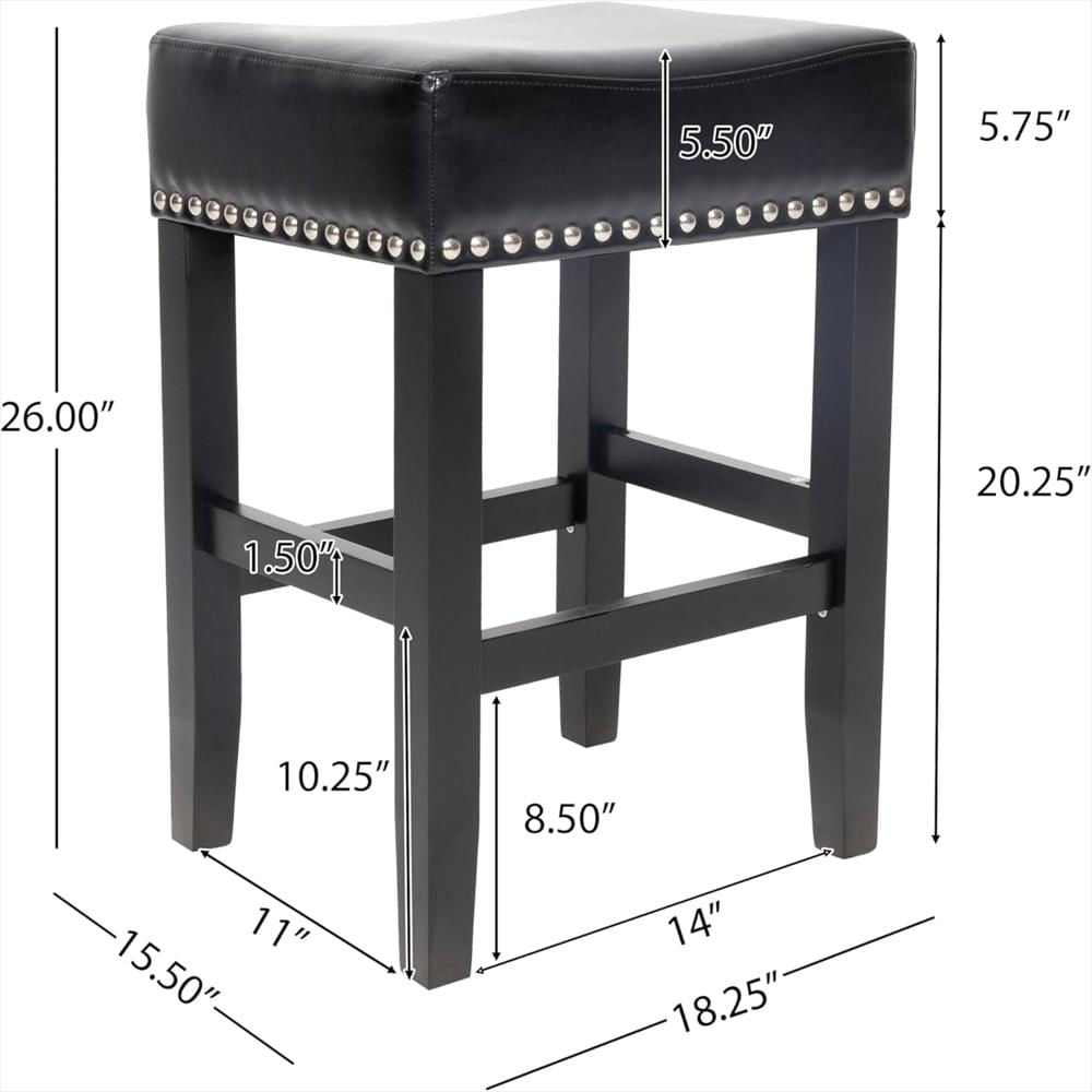 Taburete De Bar Great Deal Furniture Cuero Regenerado Negro Juego 2 Piezas img #3