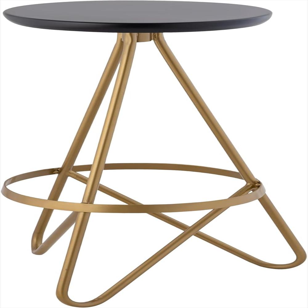 Taburete De Bar Jonathan Y Metal Dorado Asiento Negro 76 Cm img #1