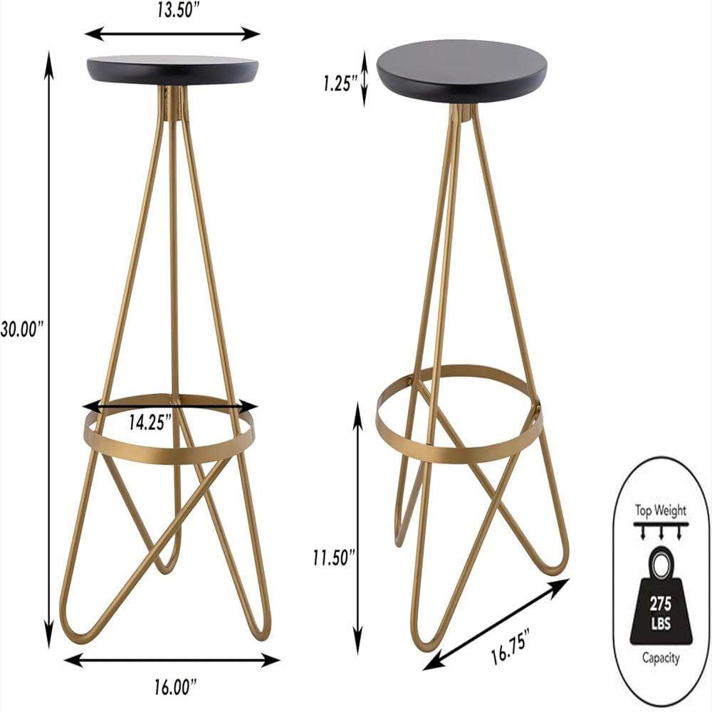 Taburete De Bar Jonathan Y Metal Dorado Asiento Negro 76 Cm img #3