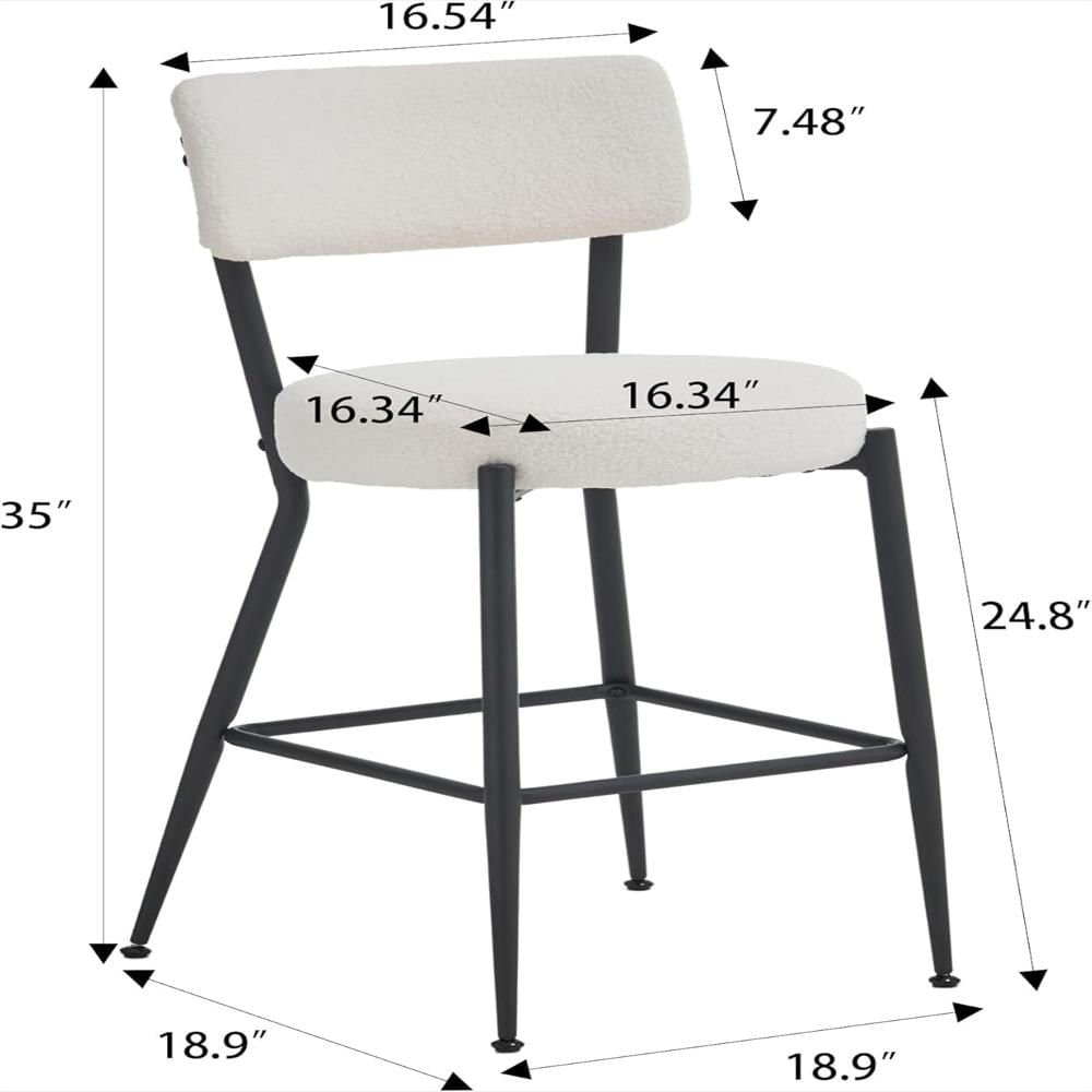 Juego De Taburetes Dshade Modernos Tela Polar Con Respaldo Y Reposapiés 2 Unidades img #3