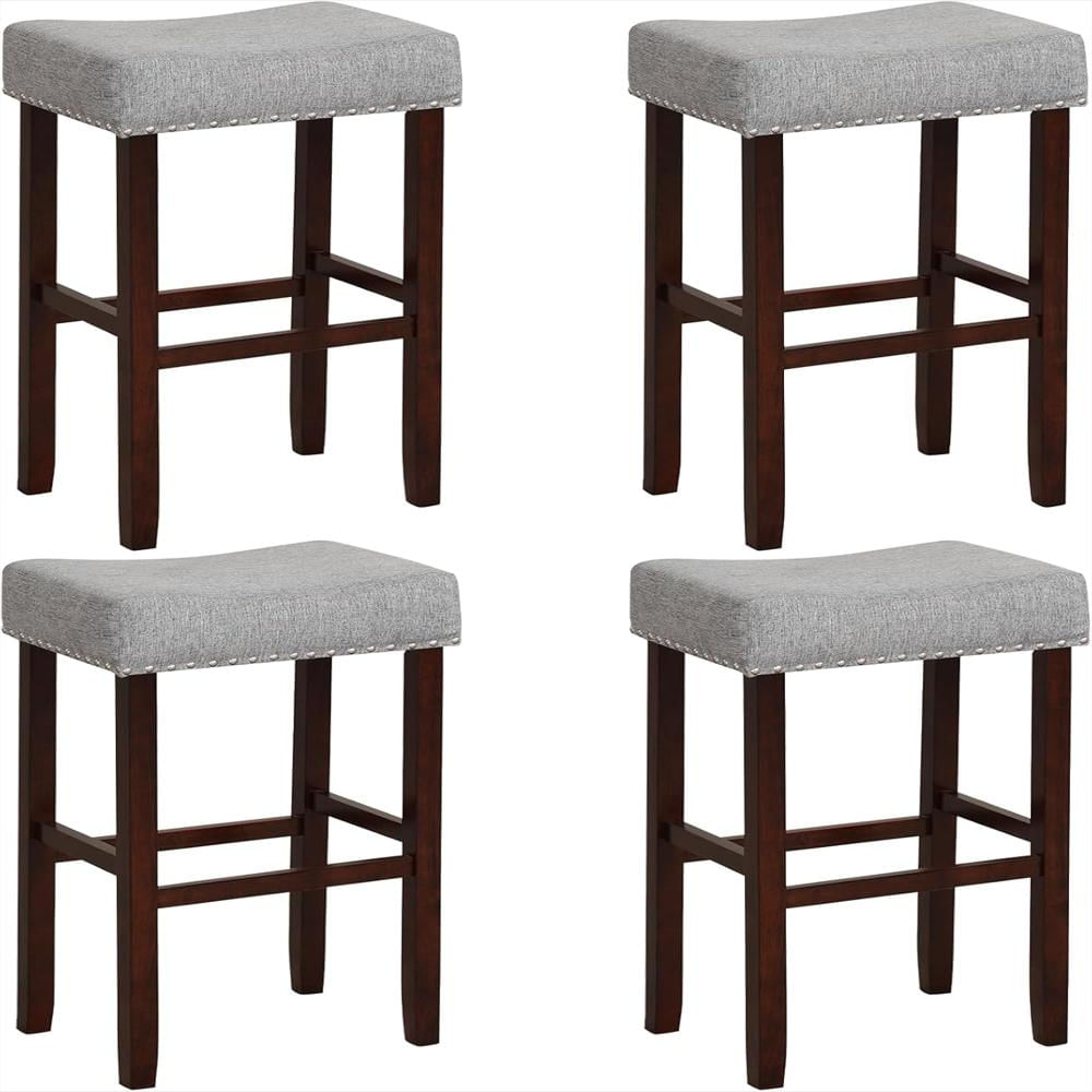 Taburete De Bar Ergomaster Madera Caucho Maciza Tapizado Asiento Comfort Marrón Caramelo Juego De 4 img #4