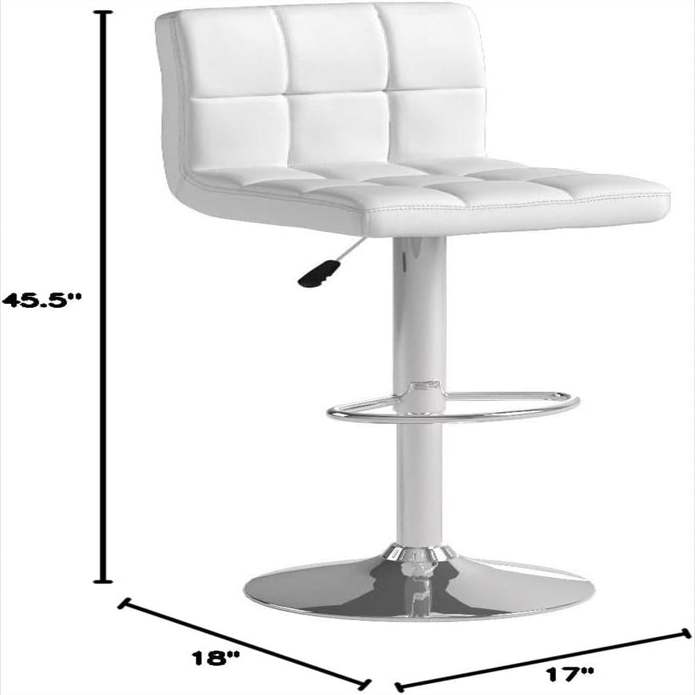 Taburete De Bar Flash Furniture Acolchado Vinilo Blanco Base Cromada Pack 2 img #3