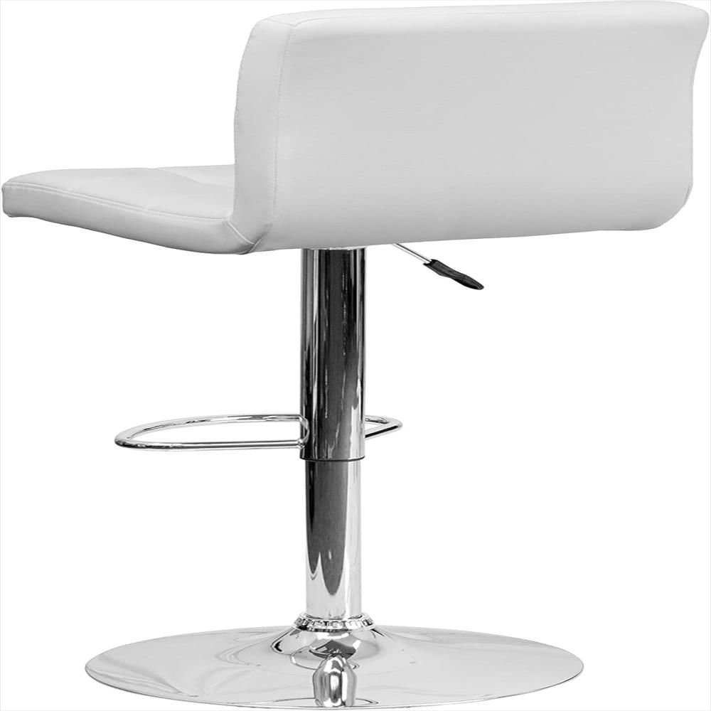 Taburete De Bar Flash Furniture Acolchado Vinilo Blanco Base Cromada Pack 2 img #5