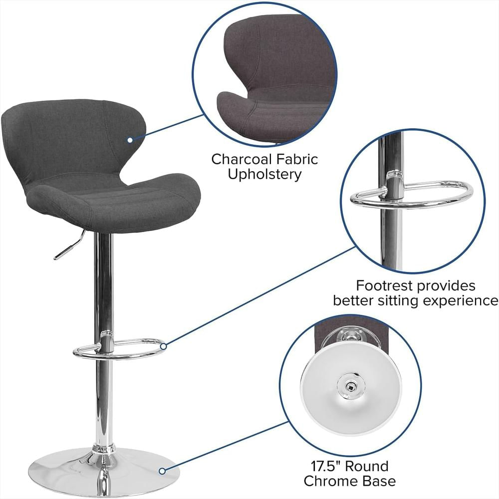 Taburete Ajustable Flash Furniture Vinilo Negro Ergonomía Moderna img #5