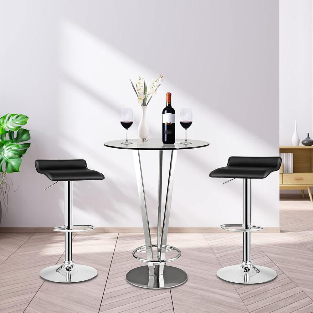 Taburete De Bar Casart Giratorio Ajustable Piel Sintética Base Cromada 66 A 86 Cm img #2