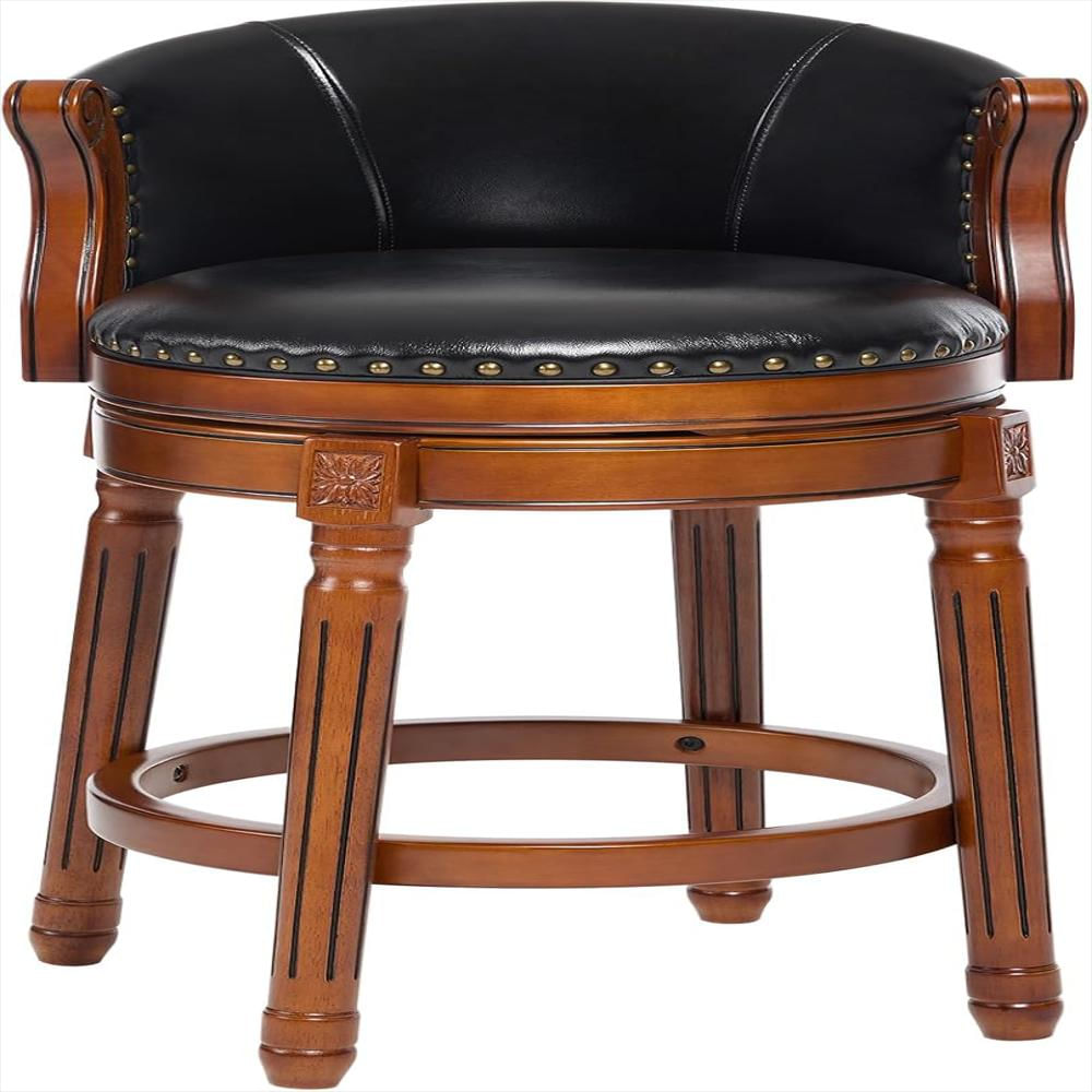 Taburete Cozyrain Giratorio Tapizado De Cuero Con Respaldo 66 Cm Negro img #1