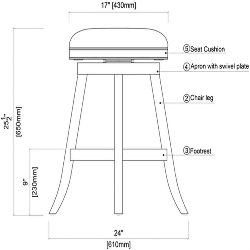 Taburete Boraam De Bar Madera Caucho Ecológico Asiento Acolchado Giratorio 360 Grados img #3