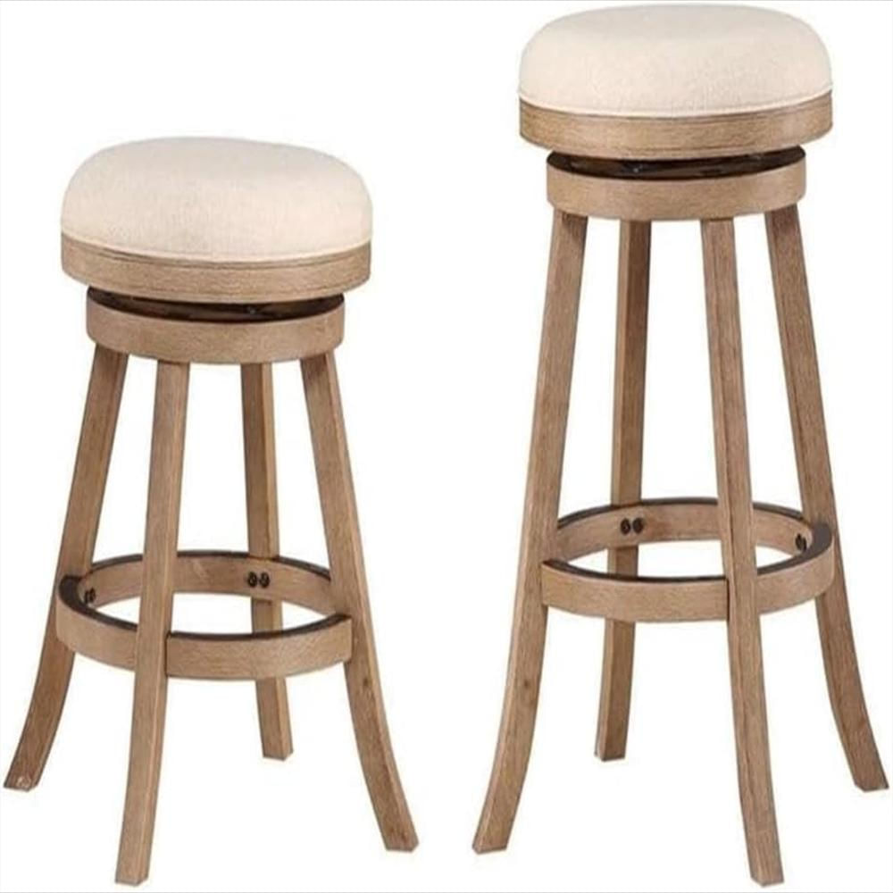 Taburete Boraam De Bar Madera Caucho Ecológico Asiento Acolchado Giratorio 360 Grados img #5