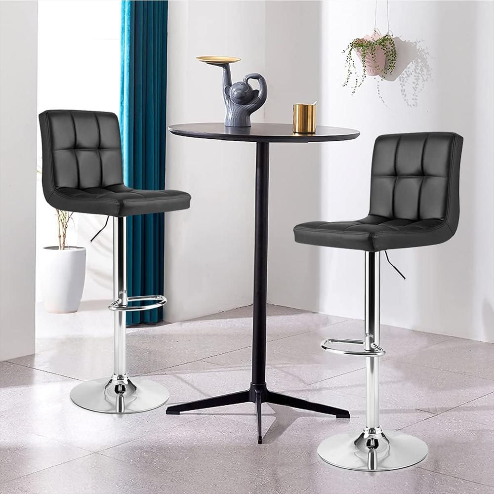 Taburete De Bar Homgx Giratorio Ajustable Cuero Sintético Altura Mostrador img #2