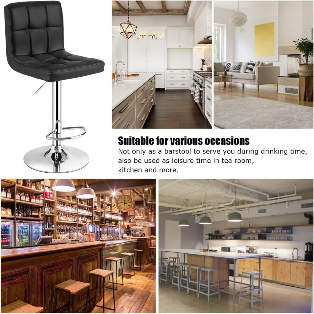 Taburete De Bar Homgx Giratorio Ajustable Cuero Sintético Altura Mostrador img #5