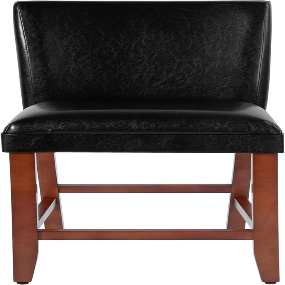 Taburete De Bar Homepop Tapizado En Piel Sintética Altura De Mostrador Color Negro 60 Cm img #1