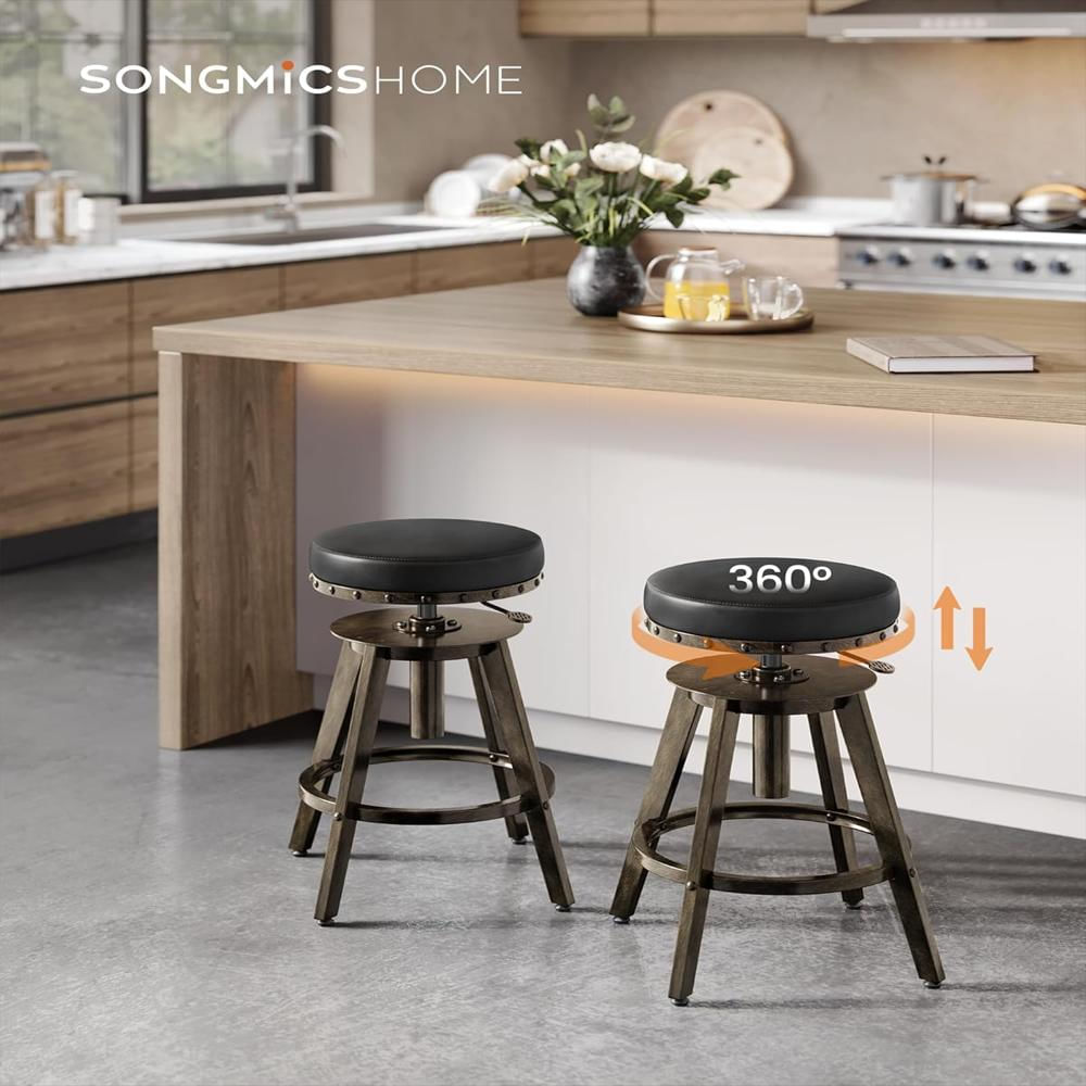 Taburete De Bar Songmics Home Acolchado Estilo Steampunk Altura Ajustable Set 2 Unidades img #2