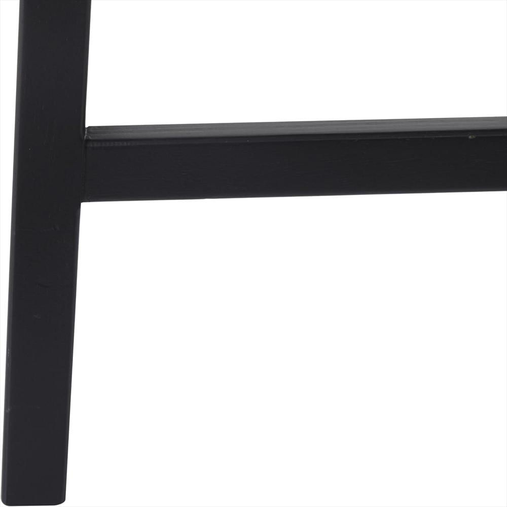 Taburete Deco 79 Rústico Madera Maciza Asiento Cuero Sintético Negro 76 Cm img #4