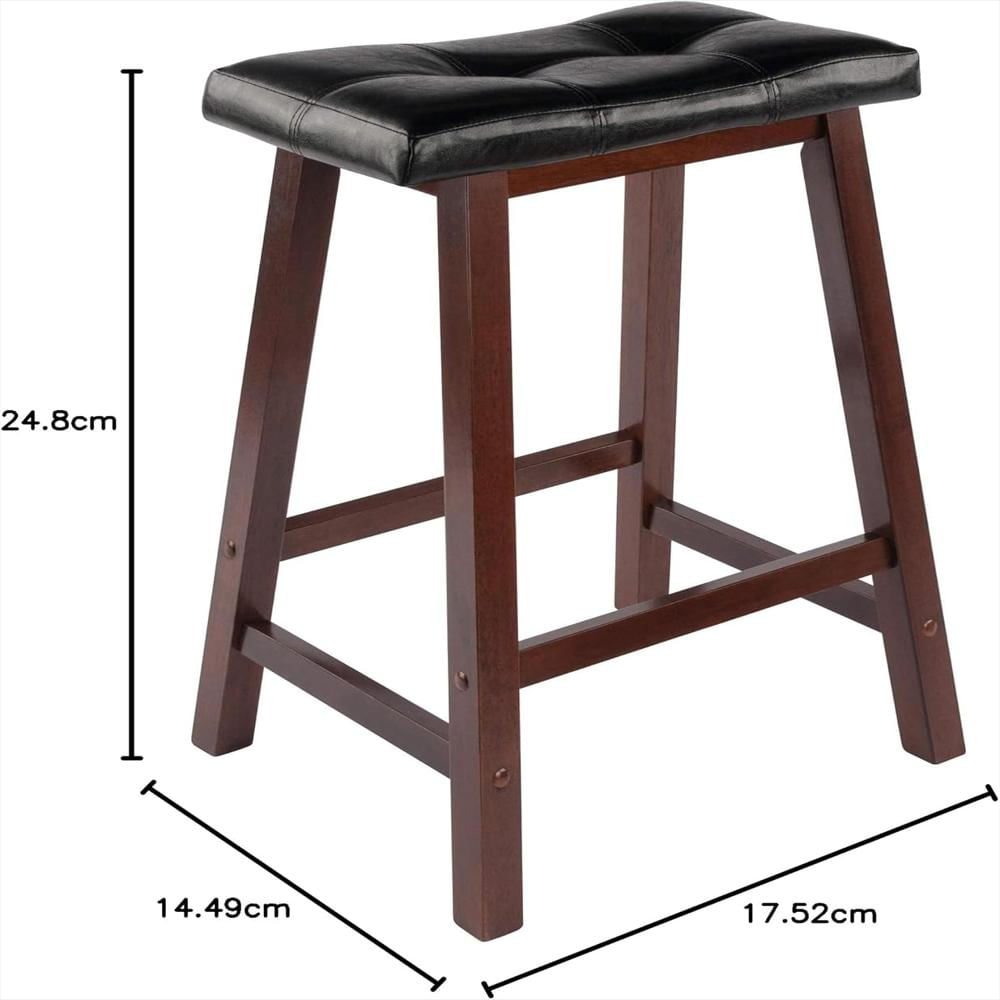 Taburete Winsome Madera Pvc 24 Pulgadas Cojín Sintético Diseño Contemporáneo Nogal Antiguo img #3