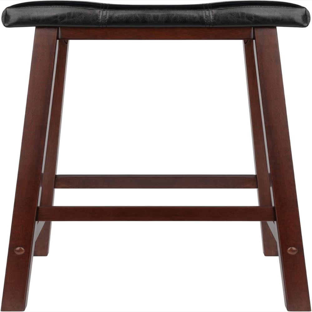 Taburete Winsome Madera Pvc 24 Pulgadas Cojín Sintético Diseño Contemporáneo Nogal Antiguo img #4