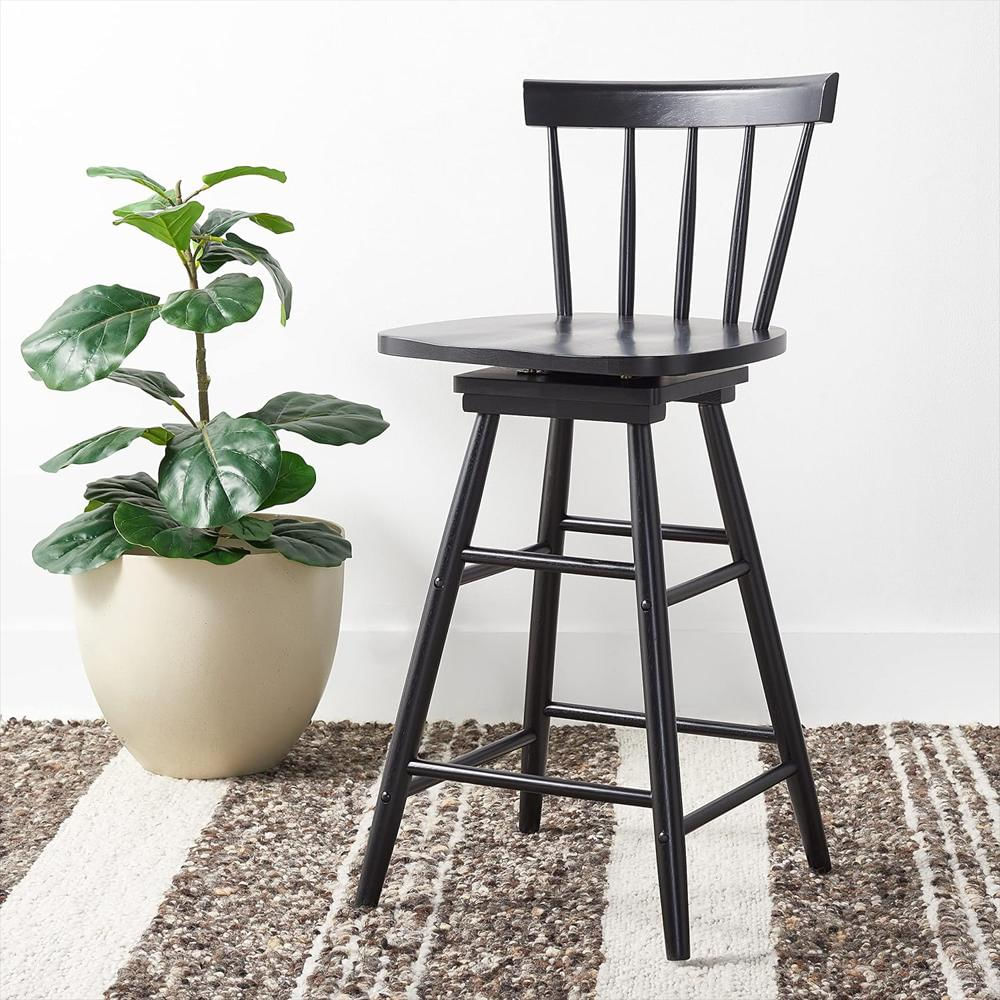 Taburete Giratorio Safavieh Madera Maciza Acabado Negro 63.5 Cm img #2