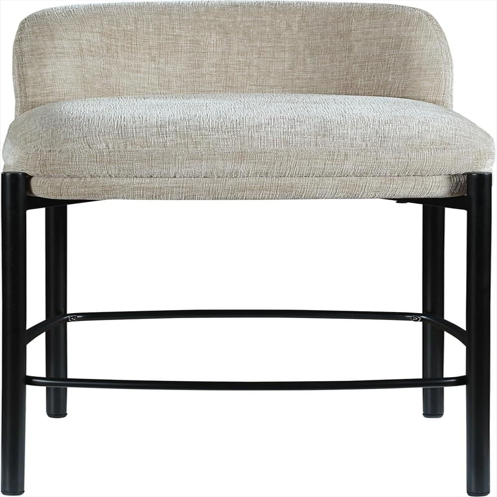 Taburete Meridian Furniture Tela Chenilla Beige Marco Metal Negro Juego De 2 img #5