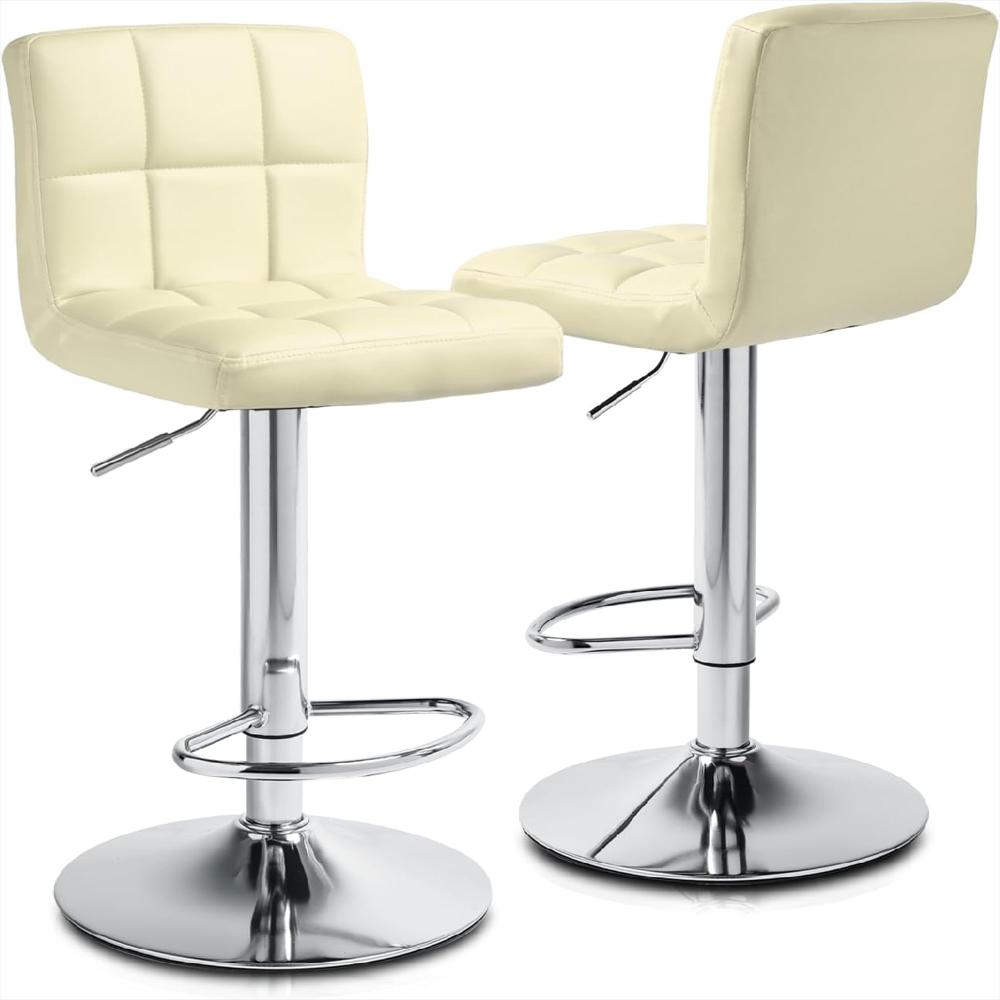 Taburete De Bar Athena Collection Ajustable Giratorio Cuero Beige Juego De 2 img #1