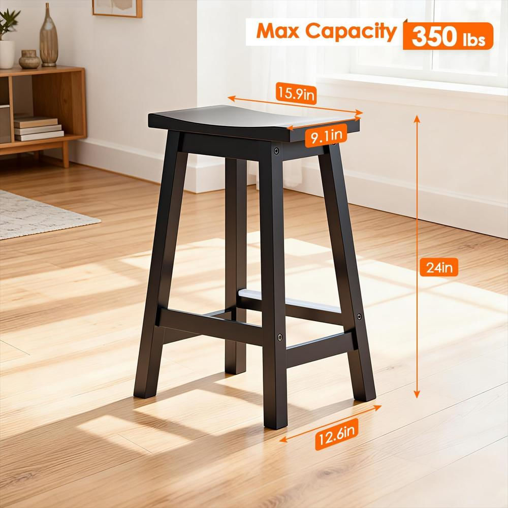 Taburete De Bar Paylesshere Madera Maciza Estilo Industrial 60 Cm img #3