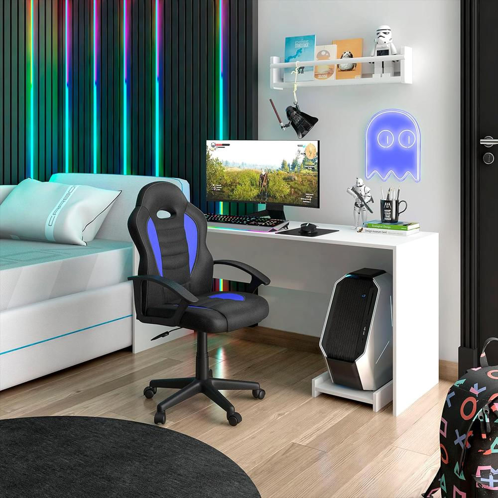 Silla Gamer Techni Mobili Ajustable Neumática Tapicería Techniflex Azul img #2