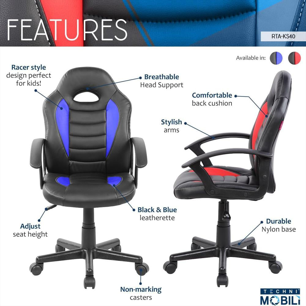 Silla Gamer Techni Mobili Ajustable Neumática Tapicería Techniflex Azul img #4