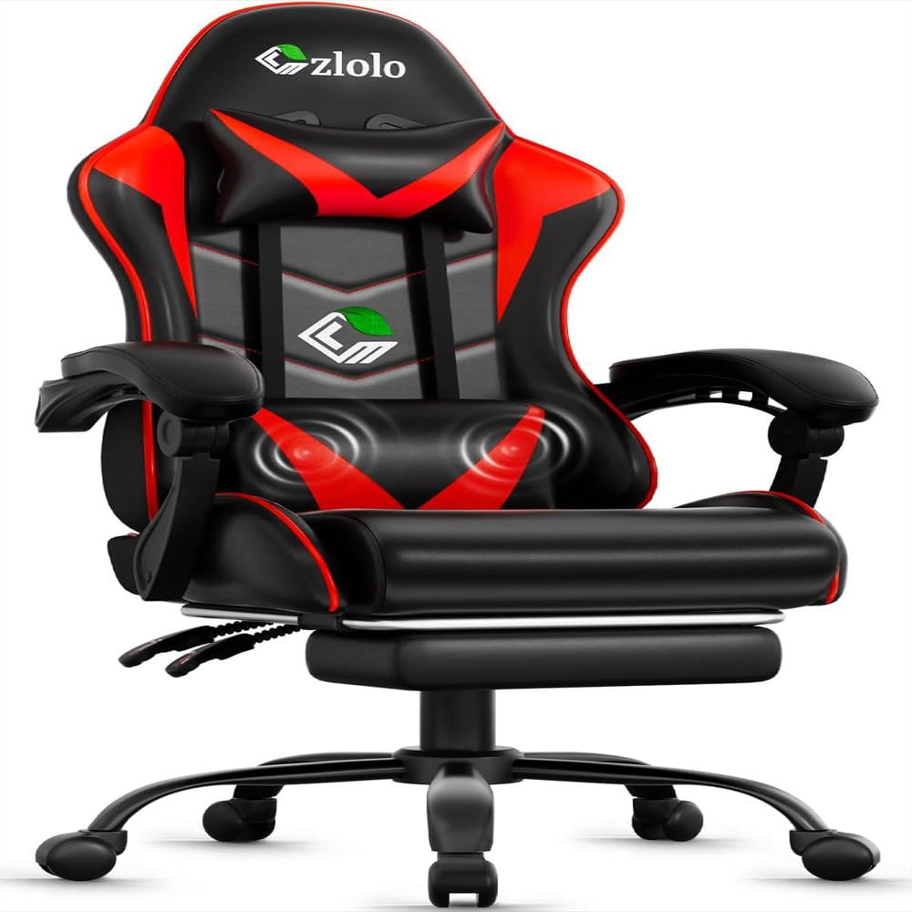 Silla Gamer Czlolo Ergonómica Reclinable Con Reposapiés Y Masajeador Lumbar Roja img #1