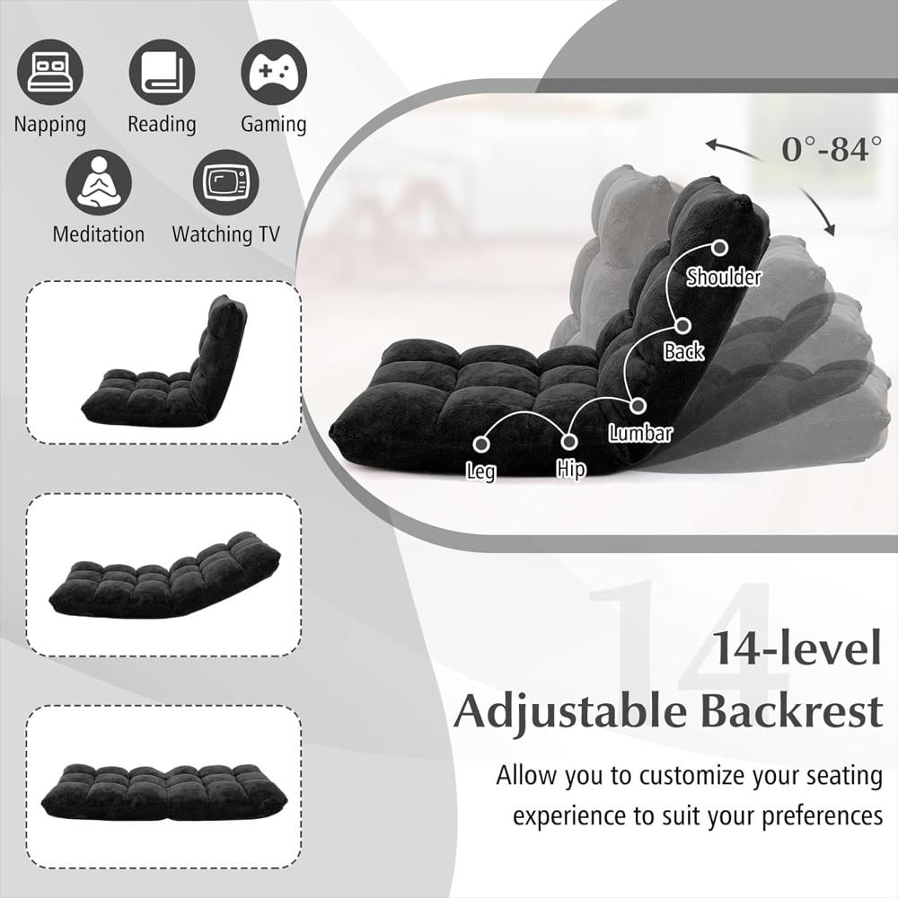 Sofá Reclinable Giantex 14 Posiciones Acolchado Espuma Viscoelástica Negro img #4