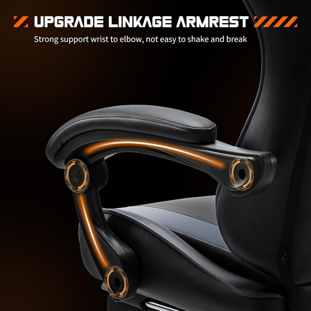 Silla Gamer Sweetcrispy Ergonómica Piel Sintética Color Gris Reclinable Con Reposapiés Y Soporte Lumbar img #4