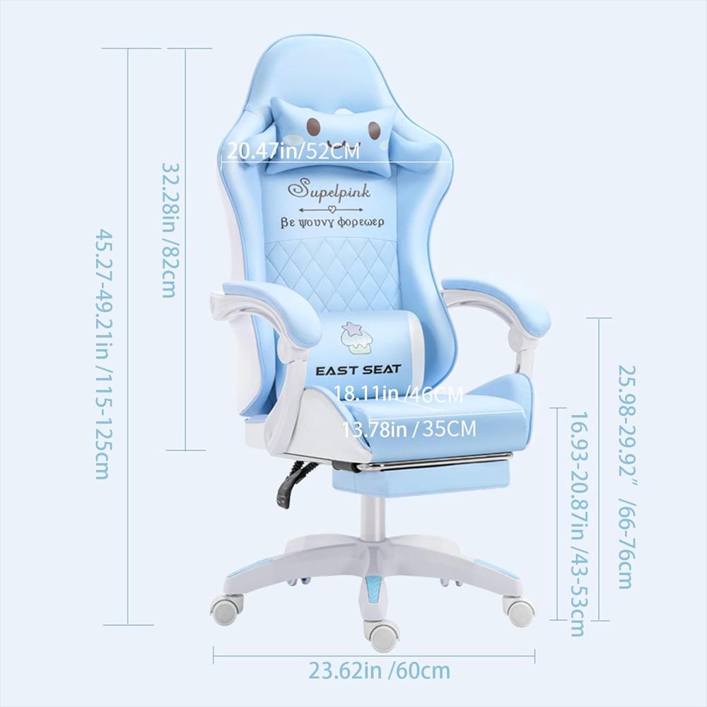 Silla Gamer Keuven Ergonométrica Con Reposacabezas Almohada De Masaje Color Azul img #3