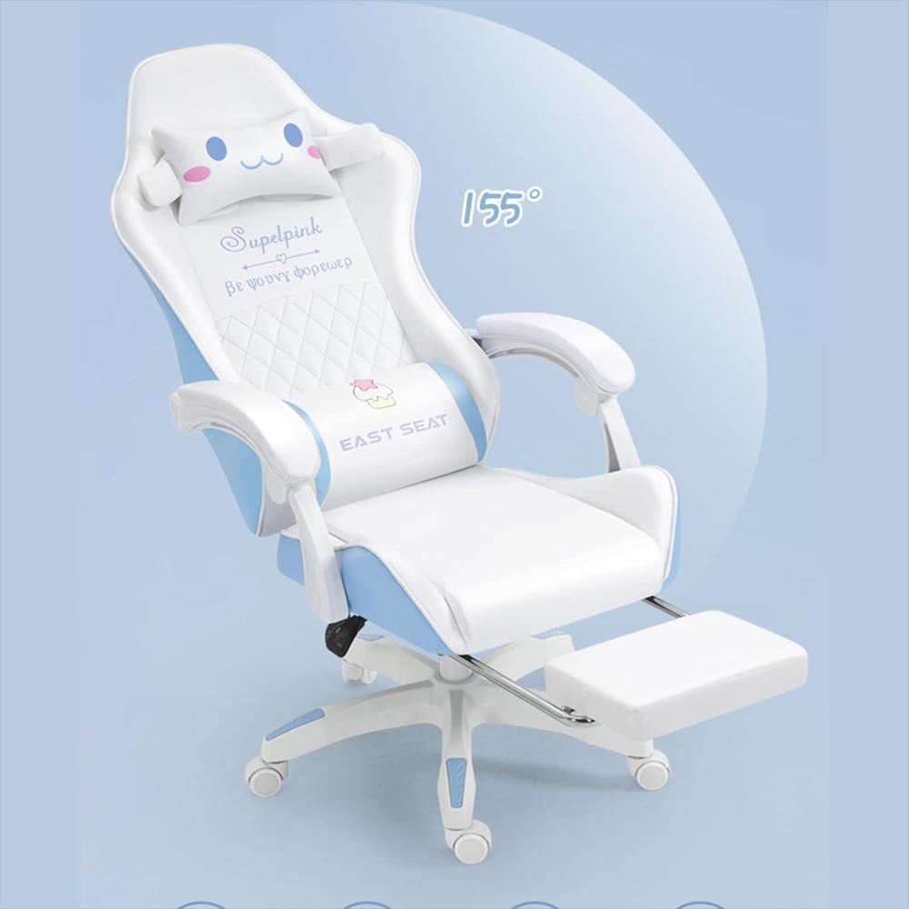 Silla Gamer Keuven Ergonométrica Con Reposacabezas Almohada De Masaje Color Azul img #4