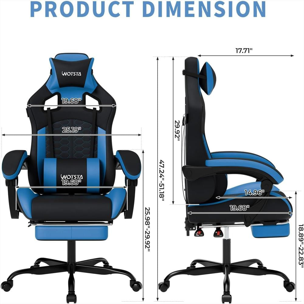 Silla Gamer Wotsta Ergonómica Con Reposapiés Y Control De Altura Y Reclinación 135° img #3