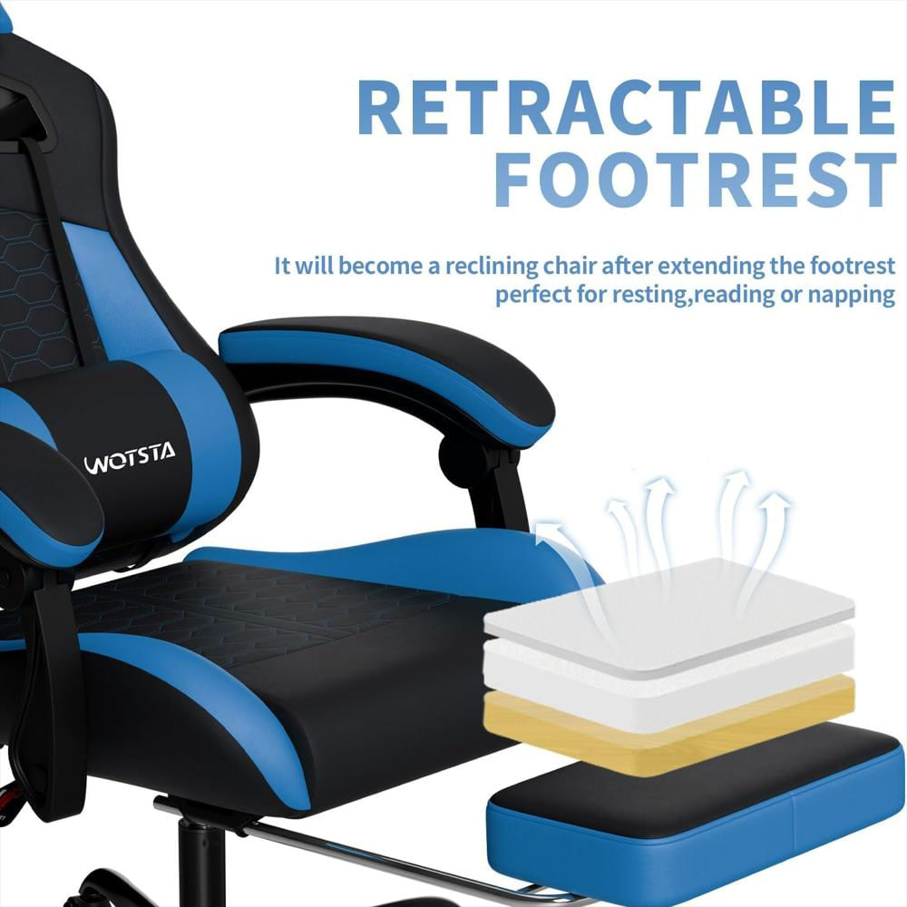 Silla Gamer Wotsta Ergonómica Con Reposapiés Y Control De Altura Y Reclinación 135° img #5