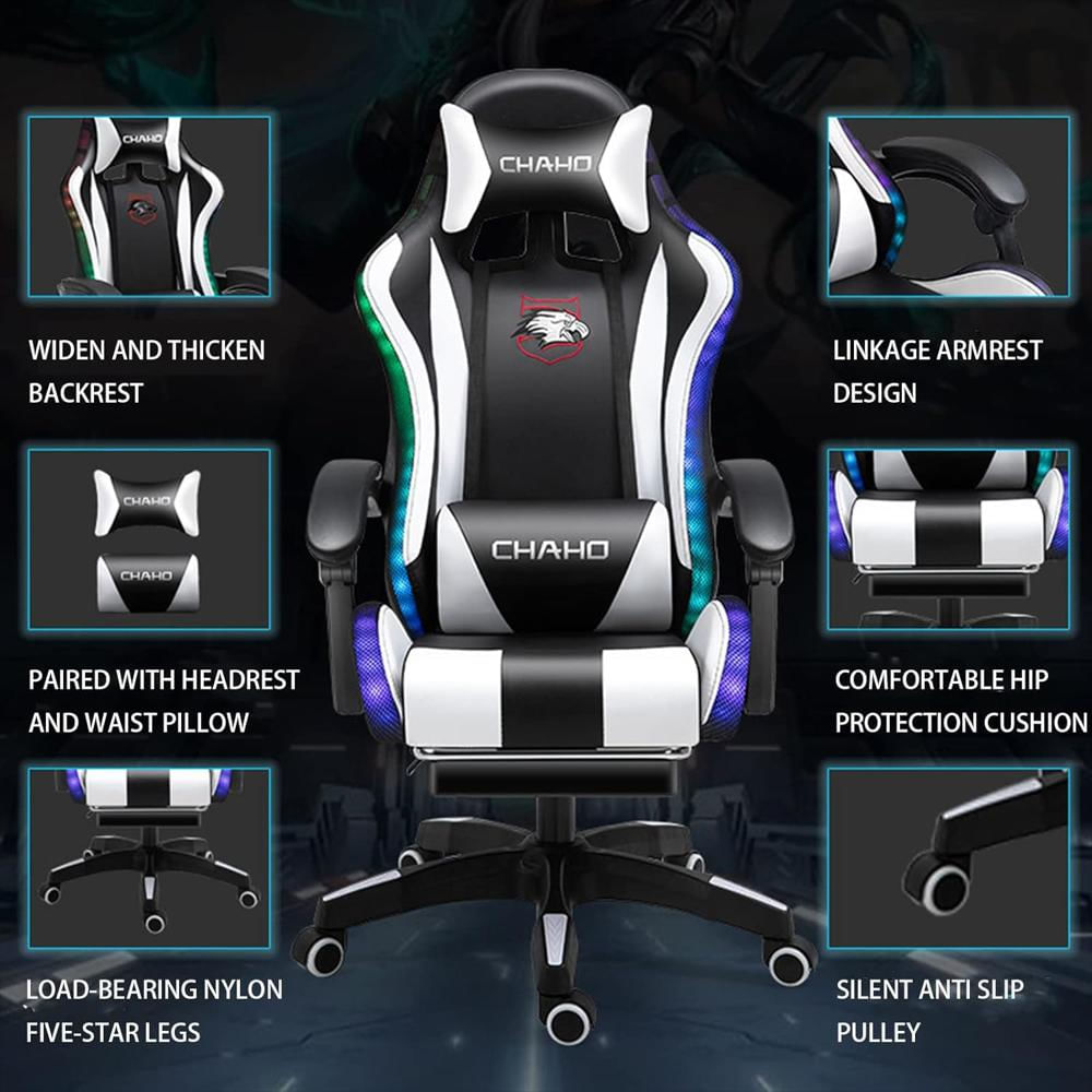 Silla Gamer Keuven Ergonomica Piel Sintética Reposapiés Soporta 200 Libras img #4