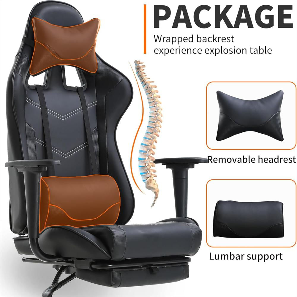 Silla Ergonómica Bestoffice Negra Reclinable Soporte Lumbar Reposapiés Ajustables img #5