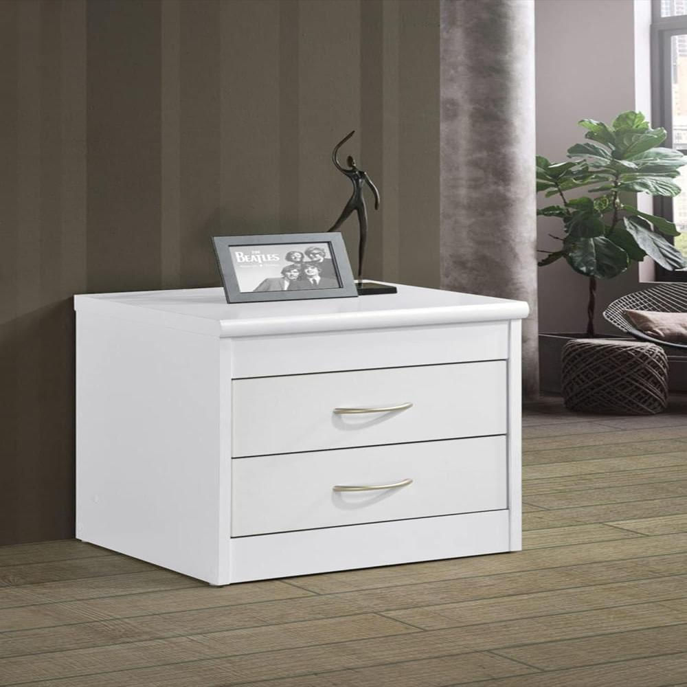 Mesita De Noche Hodedah 2 Cajones Diseño Elegante Color Blanco 185 Cm img #2