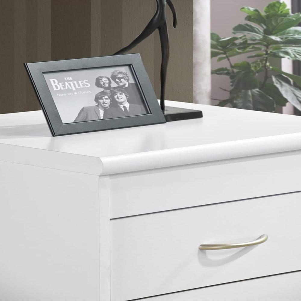 Mesita De Noche Hodedah 2 Cajones Diseño Elegante Color Blanco 185 Cm img #5