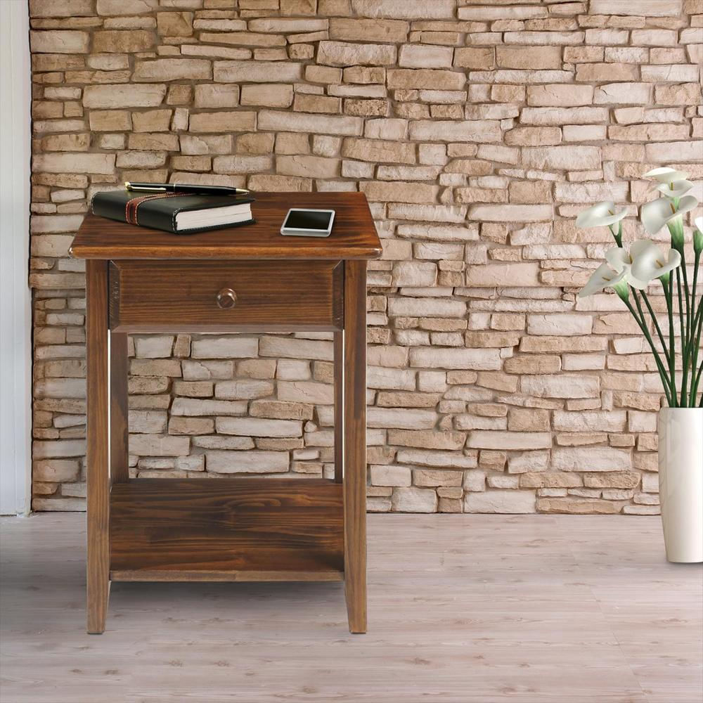 Mesa De Noche Casual Home Madera Maciza Blanco 4 Puertos Usb Cargador Integrado img #2